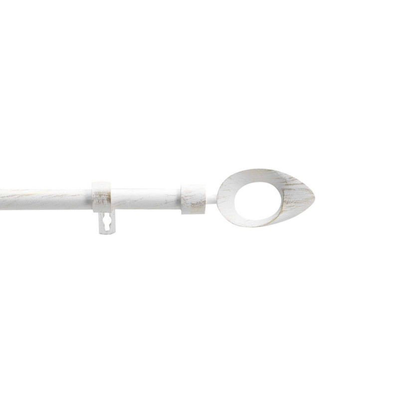 Kit de tringle à rideaux extensible OVALON - L. 120 à 210 cm - Blanc et or