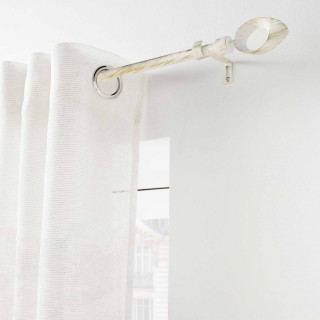 Kit de tringle à rideaux extensible OVALON - L. 120 à 210 cm - Blanc et or