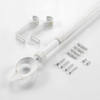 Kit de tringle à rideaux extensible OVALON - L. 120 à 210 cm - Blanc et or