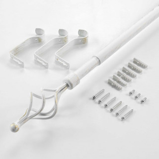 Kit de tringle à rideaux extensible TWISTY - L. 210 à 380 cm - Blanc et or