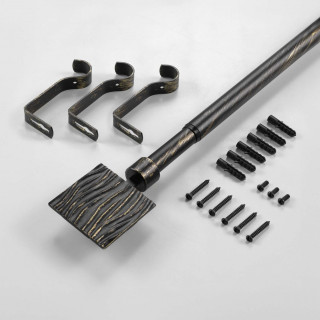 Kit de tringle à rideaux extensible TEMPO - L. 210 à 380 cm - Noir et or