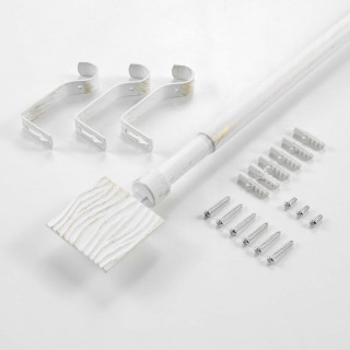 Kit de tringle à rideaux extensible TEMPO - L. 210 à 380 cm - Blanc et or