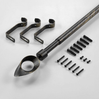 Kit de tringle à rideaux extensible OVALON - L. 210 à 380 cm - Noir et or
