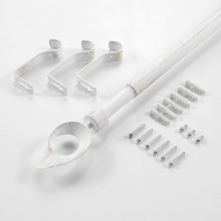 Kit de tringle à rideaux extensible OVALON - L. 210 à 380 cm - Blanc et or