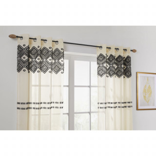 Kit de tringle à rideaux extensible Ovale - L120 /L210 cm - Métal noir
