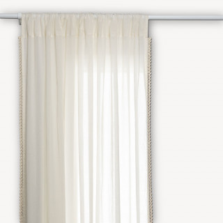 Voilage en coton avec biais en dentelle LITTLE COTTAGE - 140 x 240 cm - Ecru
