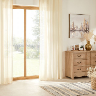 Voilage en coton avec biais en dentelle LITTLE COTTAGE - 140 x 240 cm - Ecru