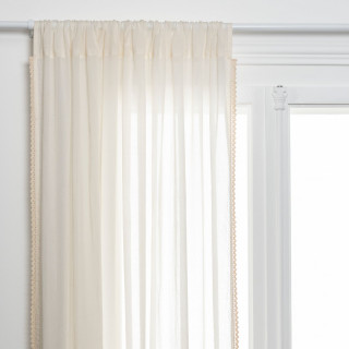 Voilage en coton avec biais en dentelle LITTLE COTTAGE - 140 x 240 cm - Ecru