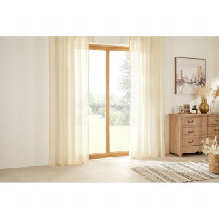 Voilage en coton avec biais en dentelle LITTLE COTTAGE - 140 x 240 cm - Ecru