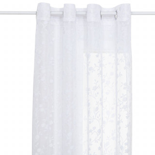Voilage à motif fleuri LAZI - 140 x 240 cm - Blanc