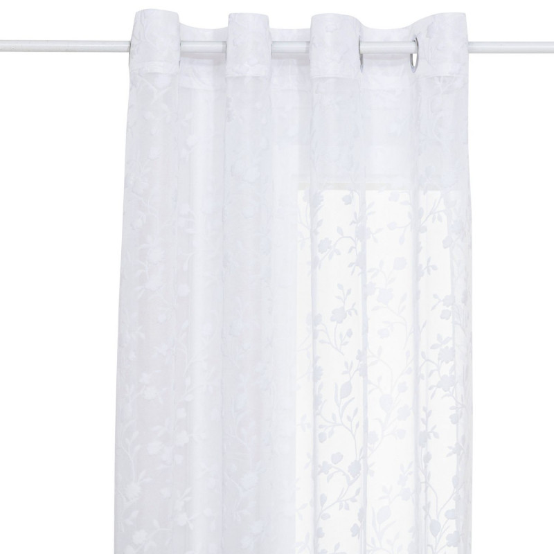 Voilage à motif fleuri LAZI - 140 x 240 cm - Blanc