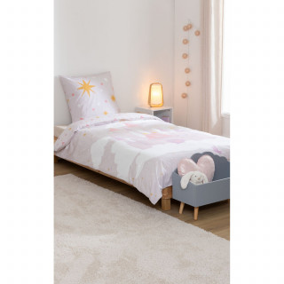 Parure de lit enfant réversible château - 100% coton - 140 x 200 cm