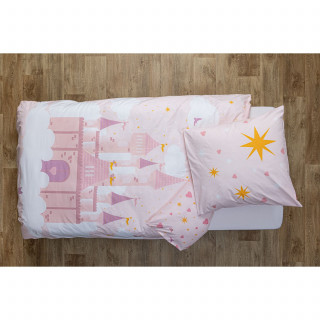 Parure de lit enfant réversible château - 100% coton - 140 x 200 cm
