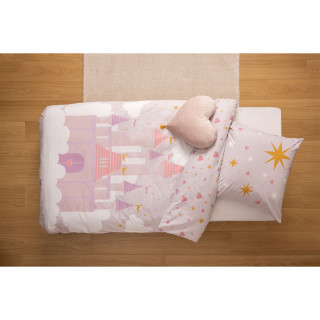 Parure de lit enfant réversible château - 100% coton - 140 x 200 cm