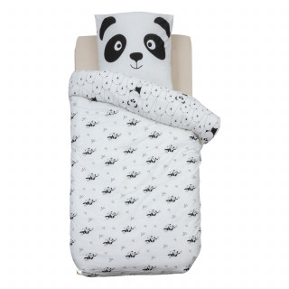 Parure de lit enfant réversible panda - 100% coton 57 fils/cm² - 140 x 200 cm