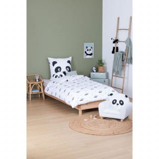 Parure de lit enfant réversible panda - 100% coton 57 fils/cm² - 140 x 200 cm