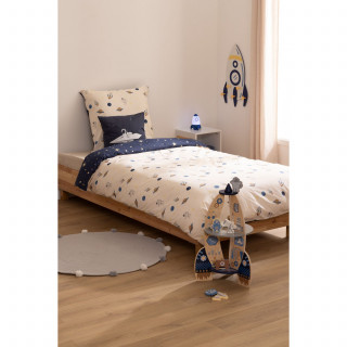 Parure de lit enfant réversible espace - 100% coton - 140 x 200 cm