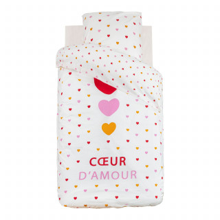 Parure de lit enfant cœur d'amour - 100% coton 57 fils/cm² - 140 x 200 cm