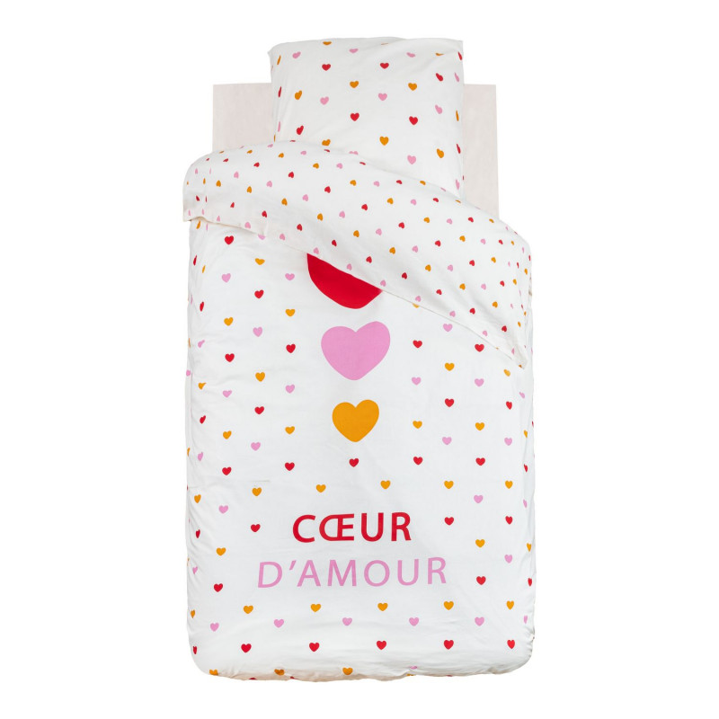Parure de lit enfant cœur d'amour - 100% coton 57 fils/cm² - 140 x 200 cm