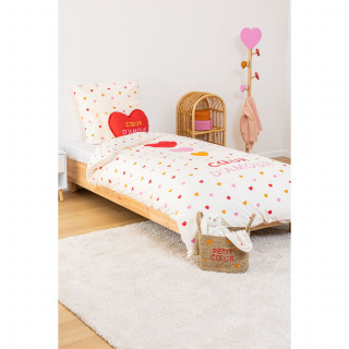 Parure de lit enfant cœur d'amour - 100% coton 57 fils/cm² - 140 x 200 cm