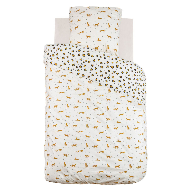 Parure de lit enfant réversible léopard - 100% coton 57 fils/cm² - 140 x 200 cm