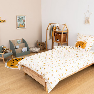 Parure de lit enfant réversible léopard - 100% coton 57 fils/cm² - 140 x 200 cm