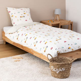 Parure de lit enfant réversible voitures - 100% coton 57 fils/cm² - 140 x 200 cm