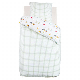Parure de lit enfant réversible voitures - 100% coton 57 fils/cm² - 140 x 200 cm