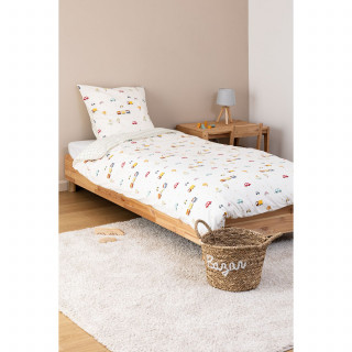 Parure de lit enfant réversible voitures - 100% coton 57 fils/cm² - 140 x 200 cm