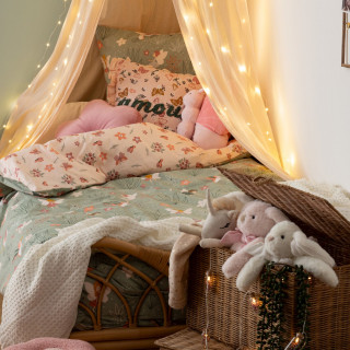 Parure de lit enfant réversible fée - 100% coton 57 fils/cm² - 140 x 200 cm