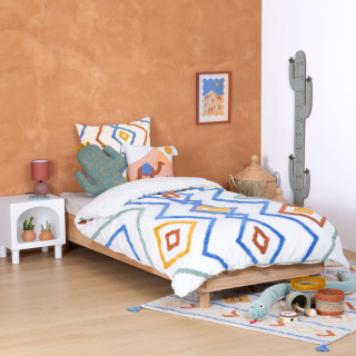 Parure de lit enfant géométrique - 100% coton lavé et tufté - 140 x 200 cm