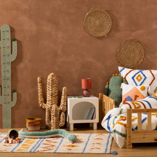Parure de lit enfant géométrique - 100% coton lavé et tufté - 140 x 200 cm