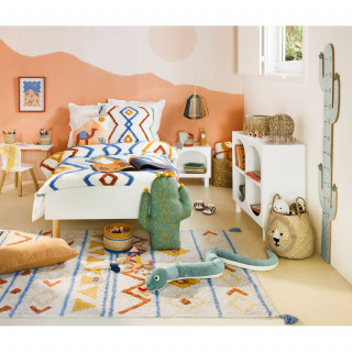 Parure de lit enfant géométrique - 100% coton lavé et tufté - 140 x 200 cm