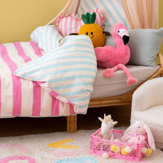 Parure de lit enfant réversible à rayures - 100% coton 57 fils/cm² - 140 x 200 cm