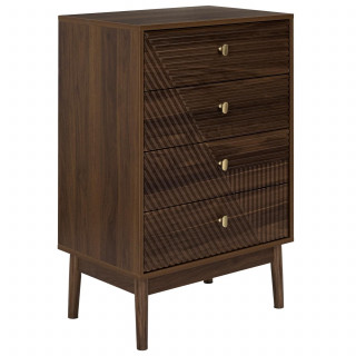 Commode 4 tiroirs effet noyer TIFFANY - Marron