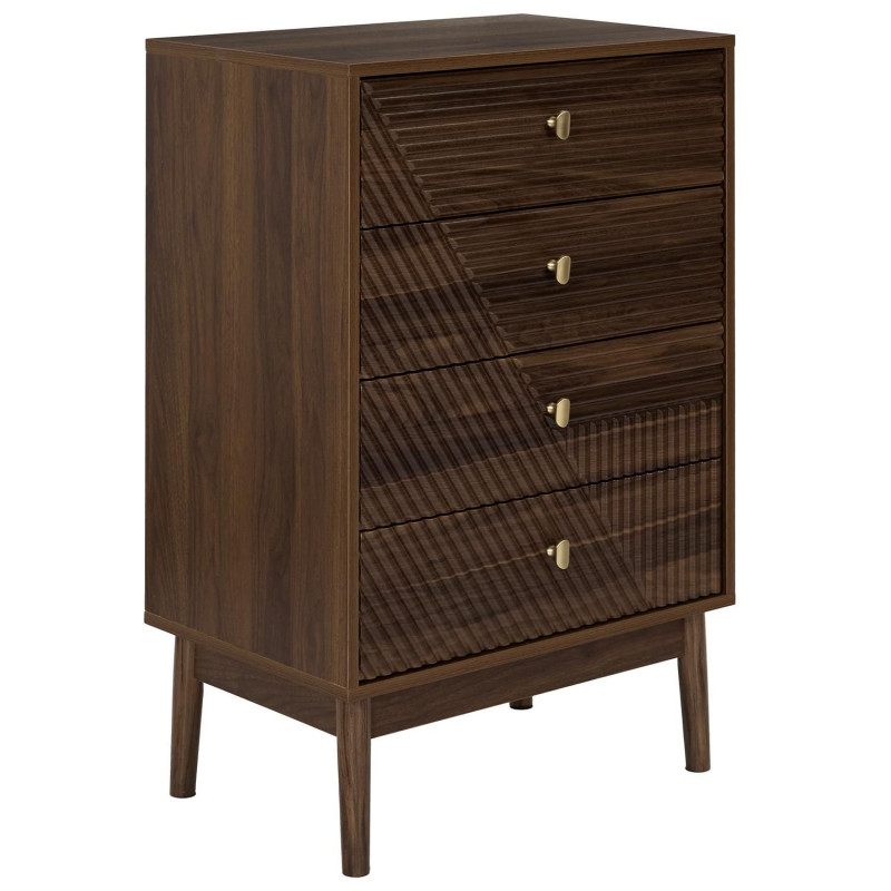 Commode 4 tiroirs effet noyer TIFFANY - Marron