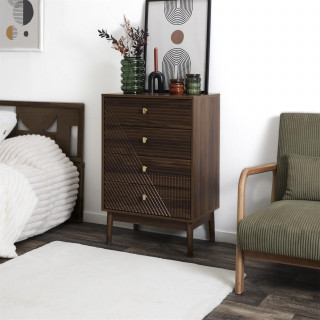 Commode 4 tiroirs effet noyer TIFFANY - Marron