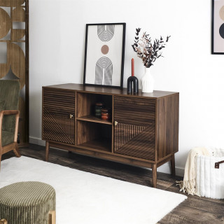 Buffet 2 portes et 2 niches effet noyer TIFFANY - Marron