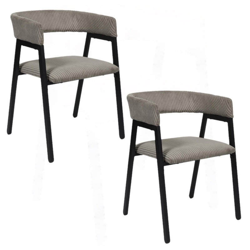Lot de 2 fauteuils design en tissu côtelé SCOTT - Taupe Lot de 2 fauteuils design en tissu côtelé SCOTT - Taupe