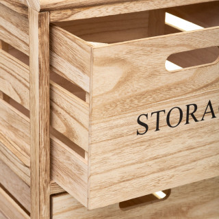 Tour de rangement 3 tiroirs à roulettes en bois HERSTIA - Beige