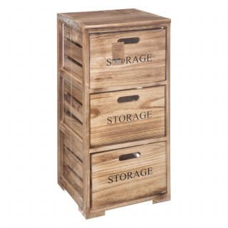 Tour de rangement 3 tiroirs à roulettes en bois HERSTIA - Beige
