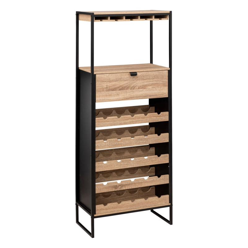 Meuble bar avec rack pour 25 bouteilles en bois ALIAJ - Noir