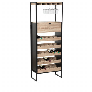 Meuble bar avec rack pour 25 bouteilles en bois ALIAJ - Noir