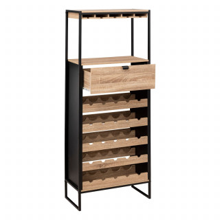 Meuble bar avec rack pour 25 bouteilles en bois ALIAJ - Noir