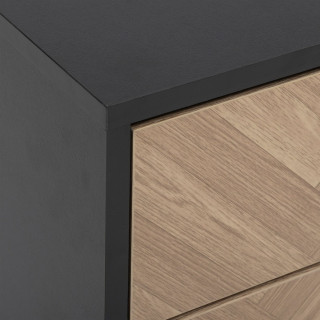 Table de chevet 2 tiroirs chevron en bois ÉLONE - Noir