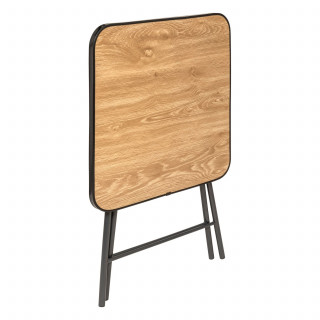 Table pliante renforcée en bois et métal FOLDA - Beige et noir