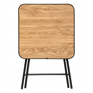 Table pliante renforcée en bois et métal FOLDA - Beige et noir