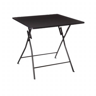 Table d'appoint pliable en métal pour 4 personnes - Noir