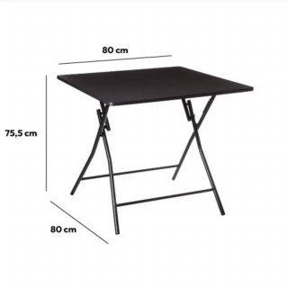 Table d'appoint pliable en métal pour 4 personnes - Noir
