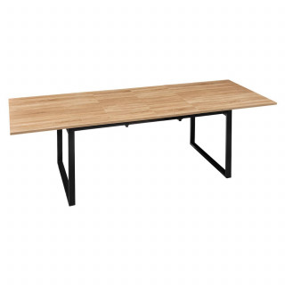 Table à manger extensible effet chêne pour 6 à 8 personnes ALIAJ - Beige
